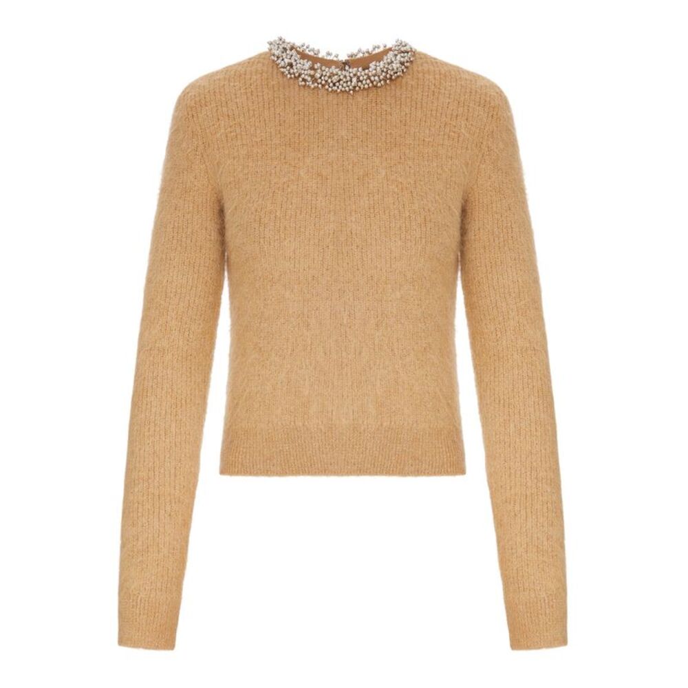 Self-Portrait Women Alpaca Blend Sweater With Jewel Collar